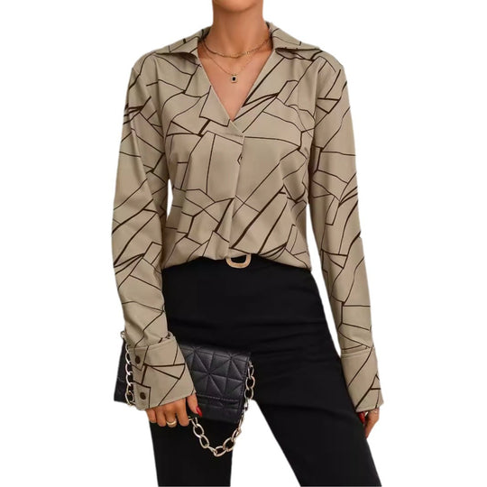Damen Hemdbluse mit stilvollem geometrischen Design EB