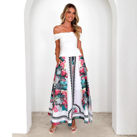 Damen Maxirock mit floralem Muster EB