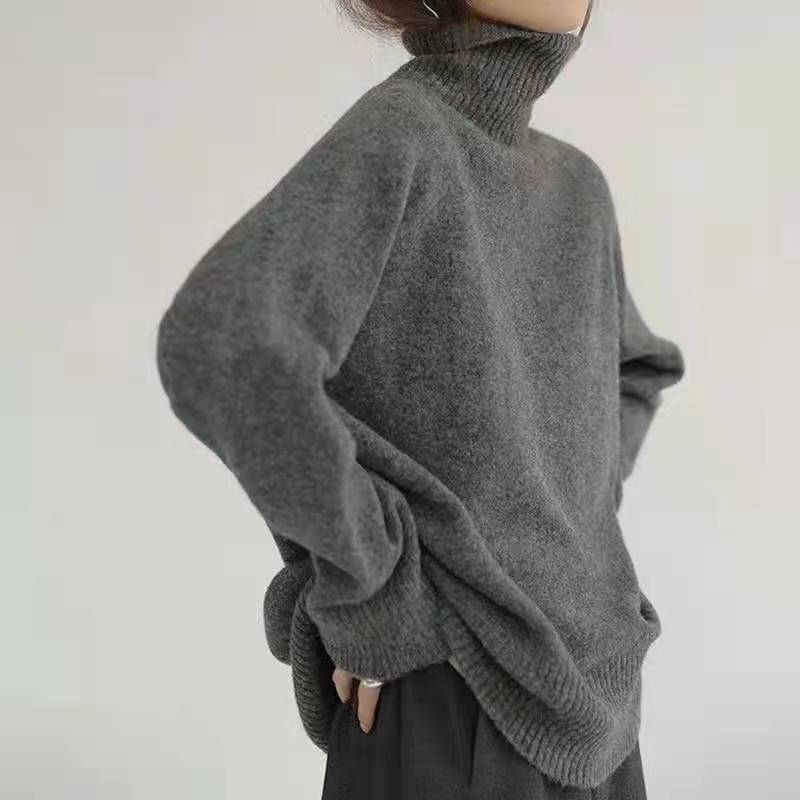Damen bequemer Rollkragenpullover aus hochwertigem Wollmix EB