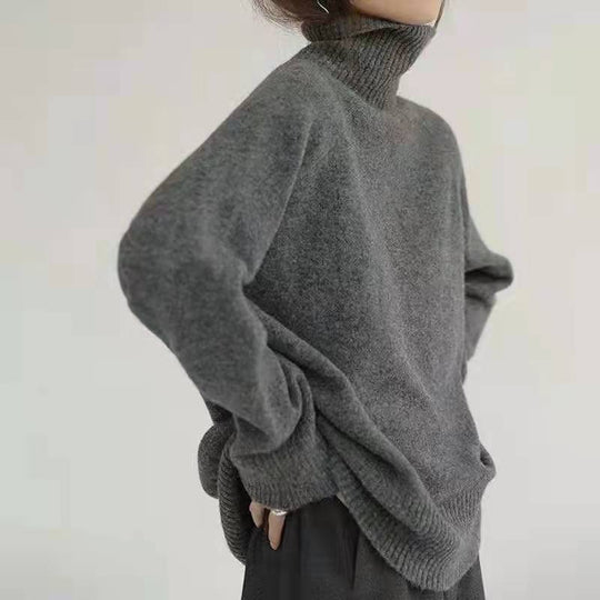 Damen bequemer Rollkragenpullover aus hochwertigem Wollmix EB