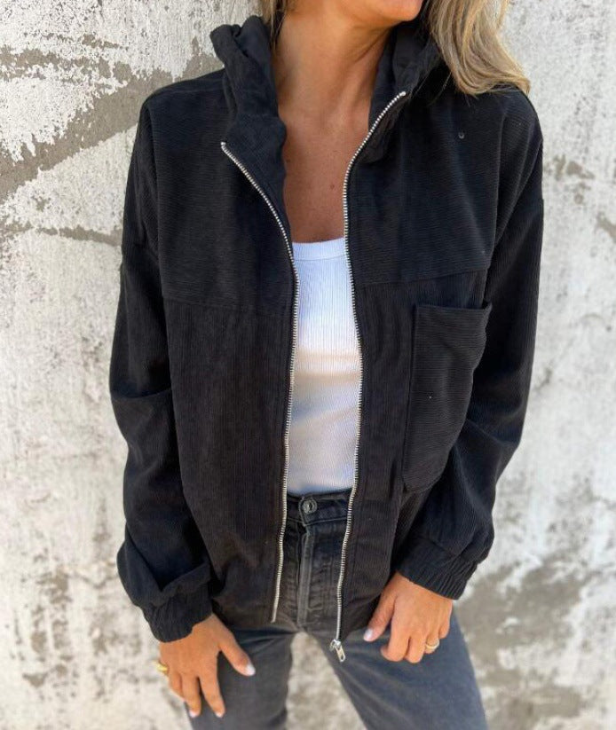 Damen leichte Kordjacke mit praktischen Taschen EB