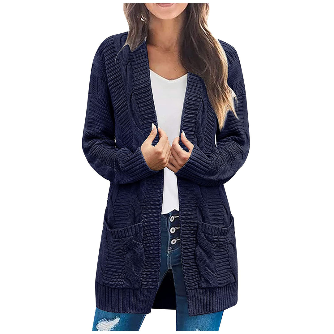 Damen Strickjacke Mit Tiefen Taschen und Strukturiertem Design EB