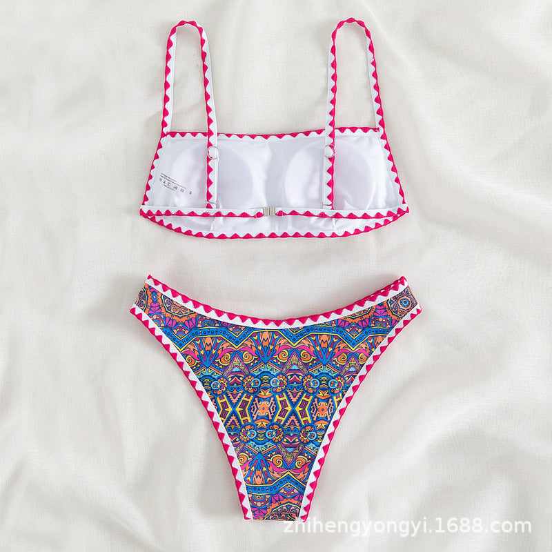 Damen Bandeau-Bikini mit trendy ethnic-muster EB