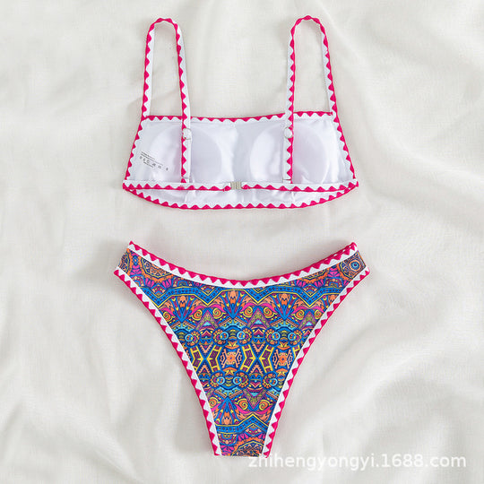 Damen Bandeau-Bikini mit trendy ethnic-muster EB