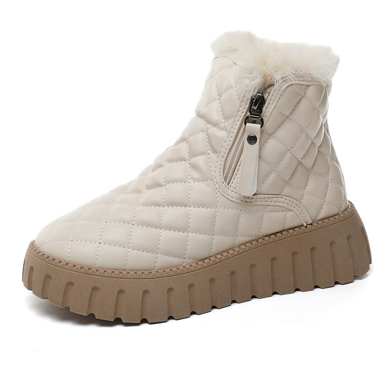 Damen Winterstiefel mit modischem Zipper-Design und kuscheligem Innenfutter EB