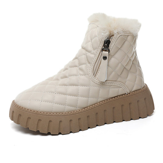 Damen Winterstiefel mit modischem Zipper-Design und kuscheligem Innenfutter EB
