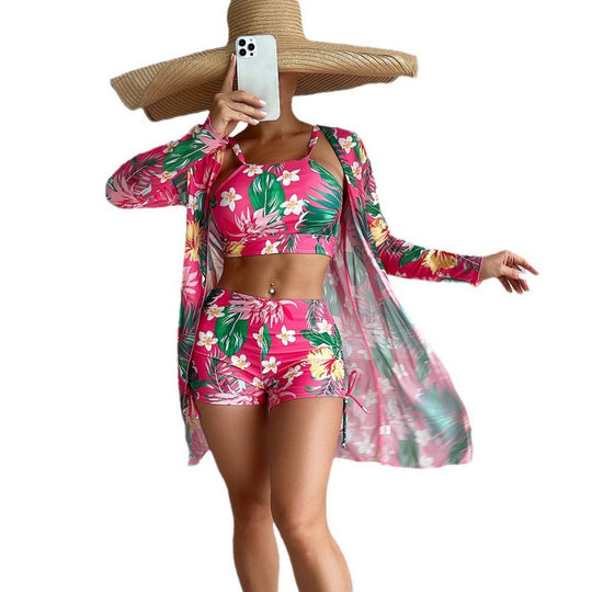 Damen trendiges Strandoutfit mit floralem Muster EB