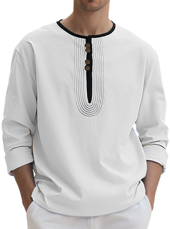 Herren Langarmshirt mit stylischem Knopfdesign EB