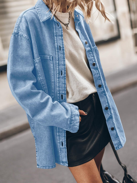 Damen Oversized Denim Hemdjacke EB