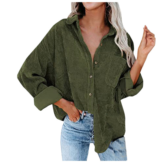 Damen Übergroße Kordbluse EB