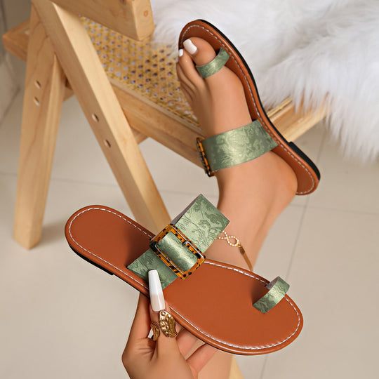 Damen elegante Sling-Sandalen mit modischen Riemen und dekorativem Schmuck EB