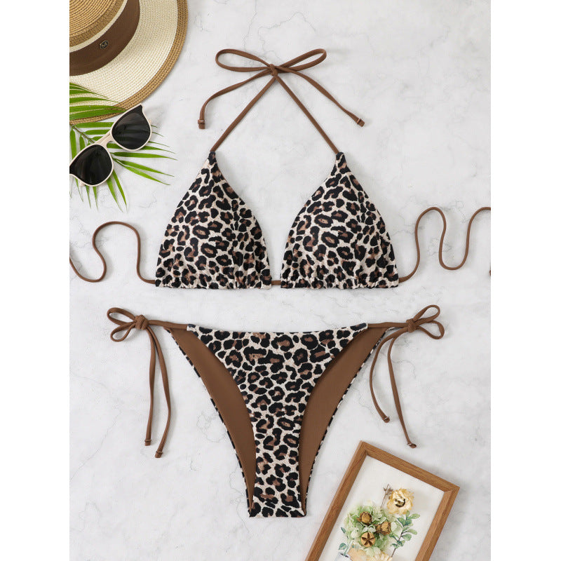 Damen Triangel-Bikini mit verspieltem Leopardenmuster EB
