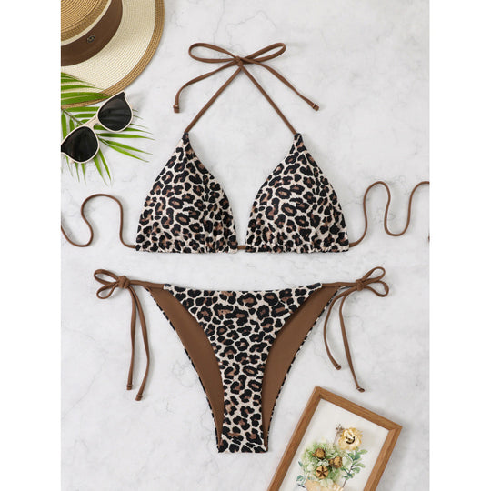 Damen Triangel-Bikini mit verspieltem Leopardenmuster EB