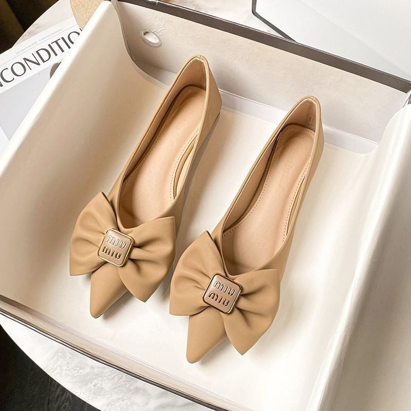 Damen spitze Ballerinas mit Schleifenakzent und eleganter Schnalle EB