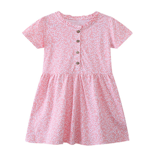 Mädchen Freizeitkleid mit floralem Design und Knopfdetails EB