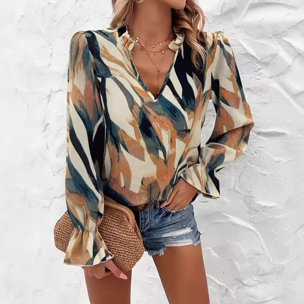 Damen Bluse mit modischem Farbmuster EB