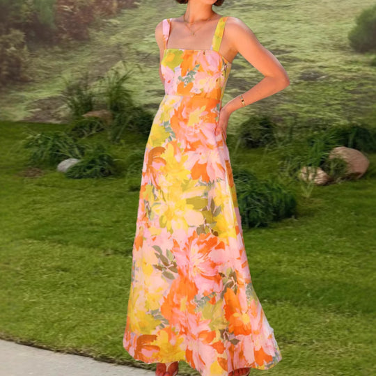Damen Maxikleid mit floralen Mustern EB