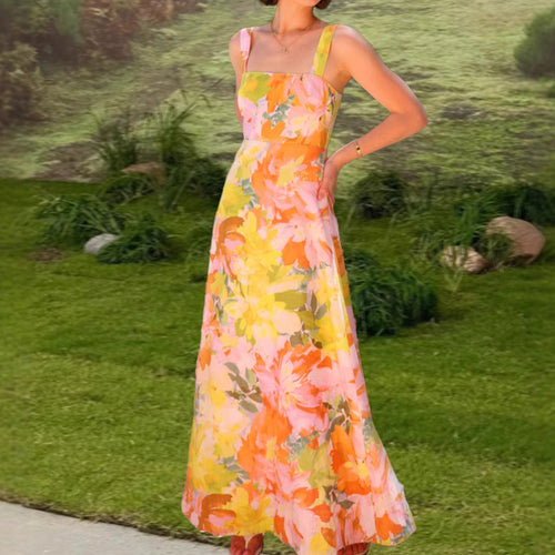 Damen Maxikleid mit floralen Mustern EB