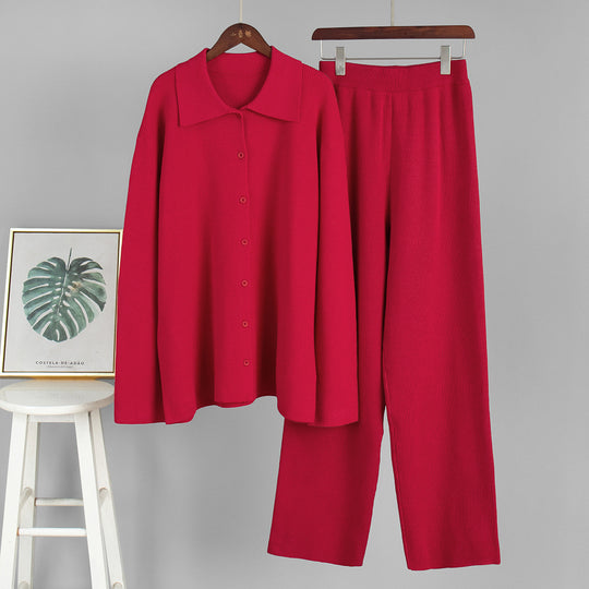 Damen Bequemes Strick-Ensemble aus weicher Baumwolle EB