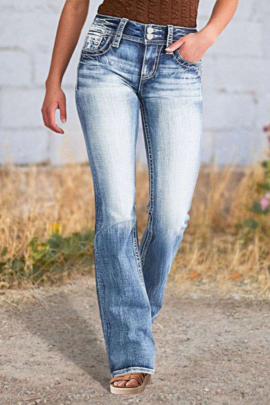 Damen Bootcut Jeans mit vintage Waschung und eleganten Nähten EB
