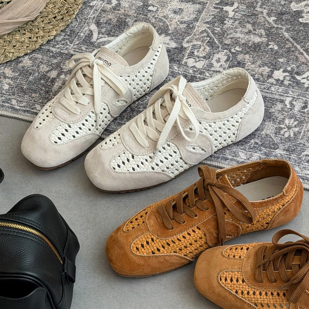 Damen elegante und luftige Schnürschuhe mit handgewebtem Obermaterial EB