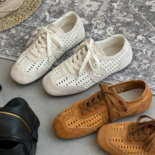 Damen elegante und luftige Schnürschuhe mit handgewebtem Obermaterial EB