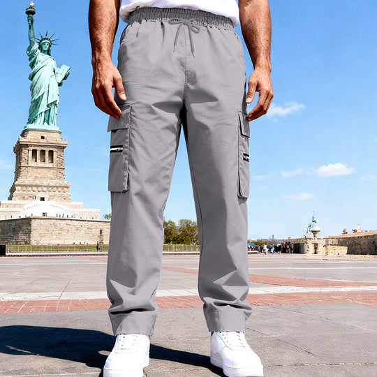 Herren Cargo-Freizeithose mit elastischem Bund, Tunnelzug & Zip-Taschen EB