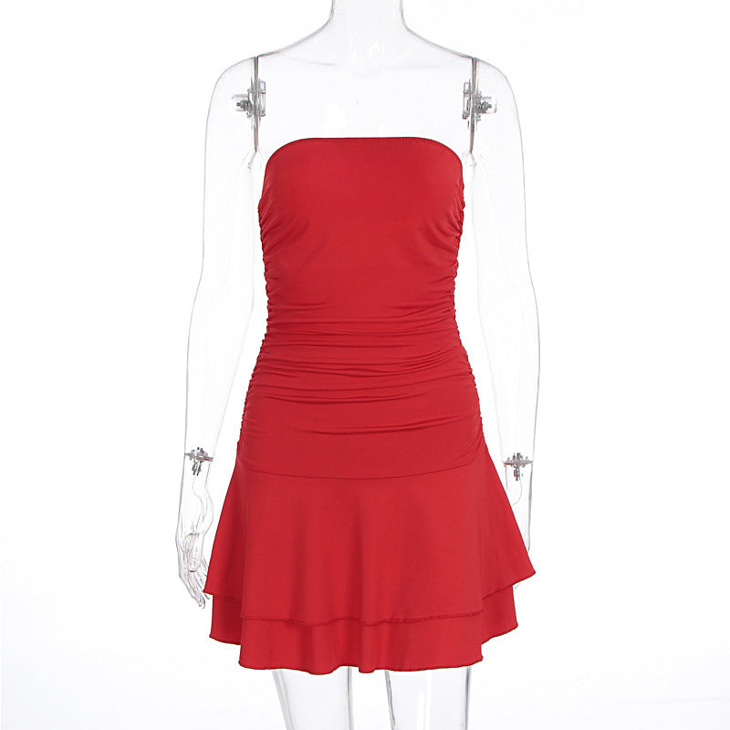Damen figurbetontes Neckholderkleid mit steigendem Saum EB