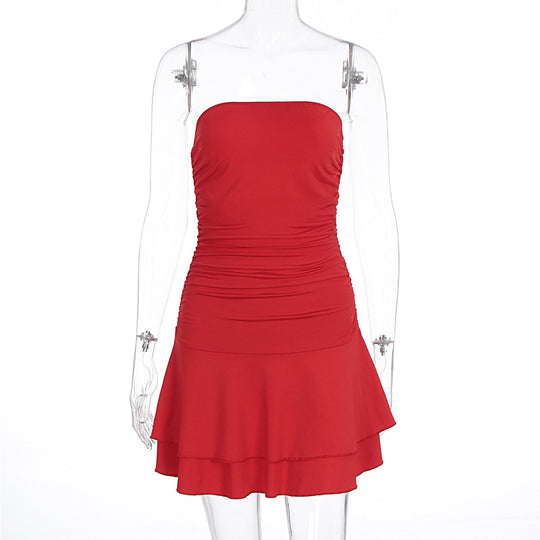 Damen figurbetontes Neckholderkleid mit steigendem Saum EB