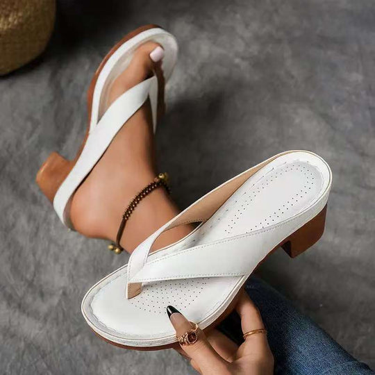 Damen Leder-Plateau-Sandalen EB
