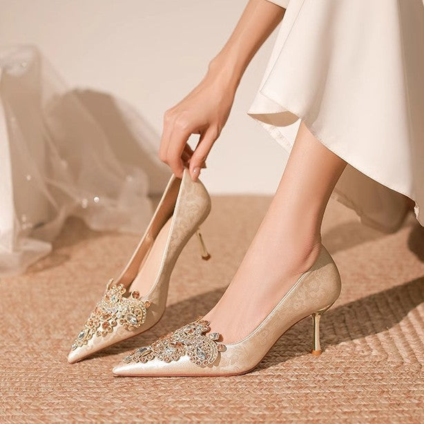 Damen Glamouröse High Heels mit funkelnden Strass-Applikationen EB