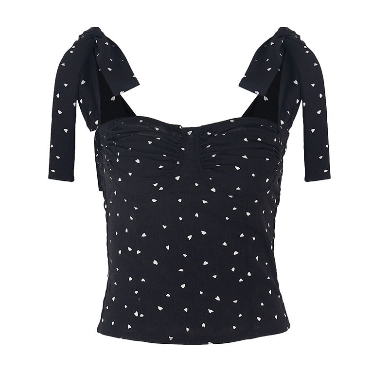 Damen Crop Top mit verspielten Schleifenärmeln und Raffung EB
