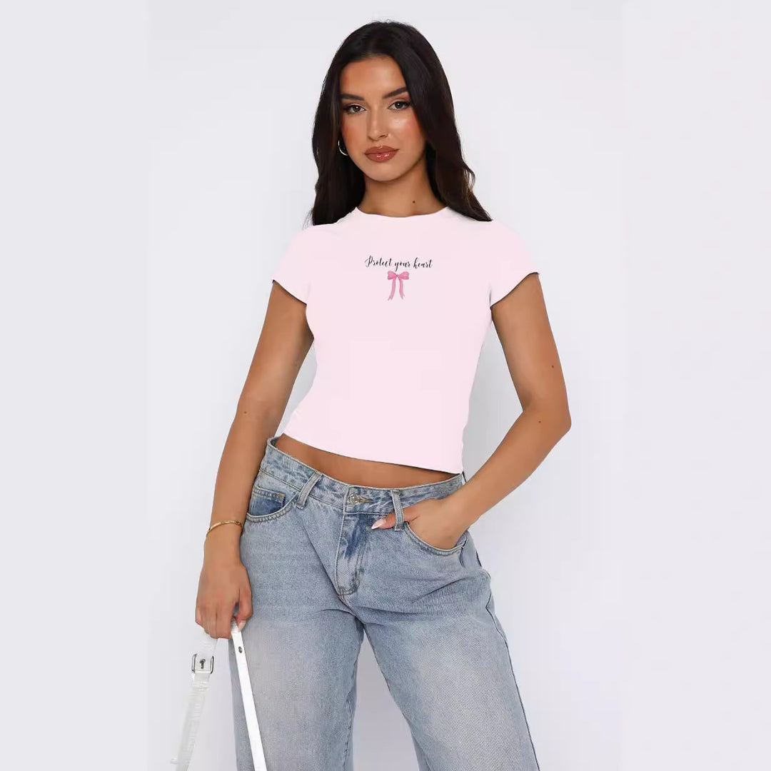 Damen bequemes Crop-Top mit modischem Druck EB