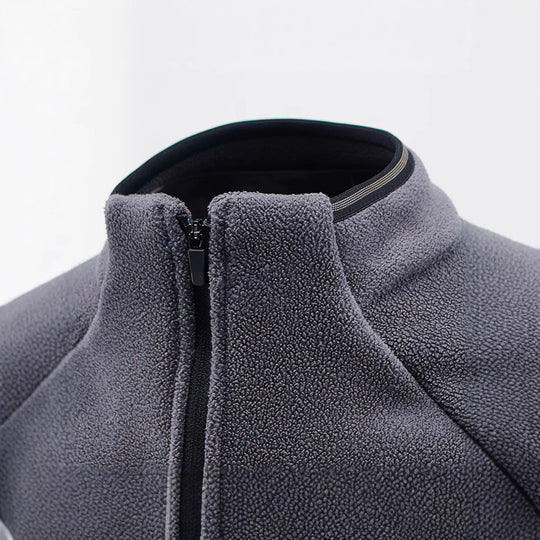 Herren Flauschiger Zip‑Troyer Fleecepullover mit Stehkragen und Raglanärmeln EB