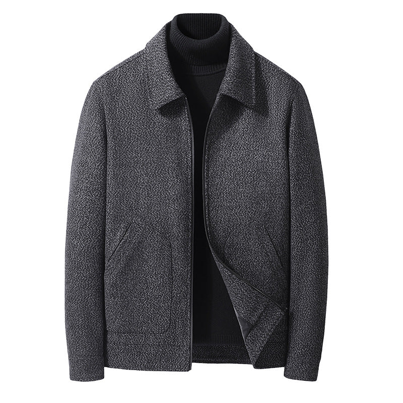 Herren Elegante strukturierte Übergangsjacke mit Hemdkragen und weich gefüttertem Innenfutter EB