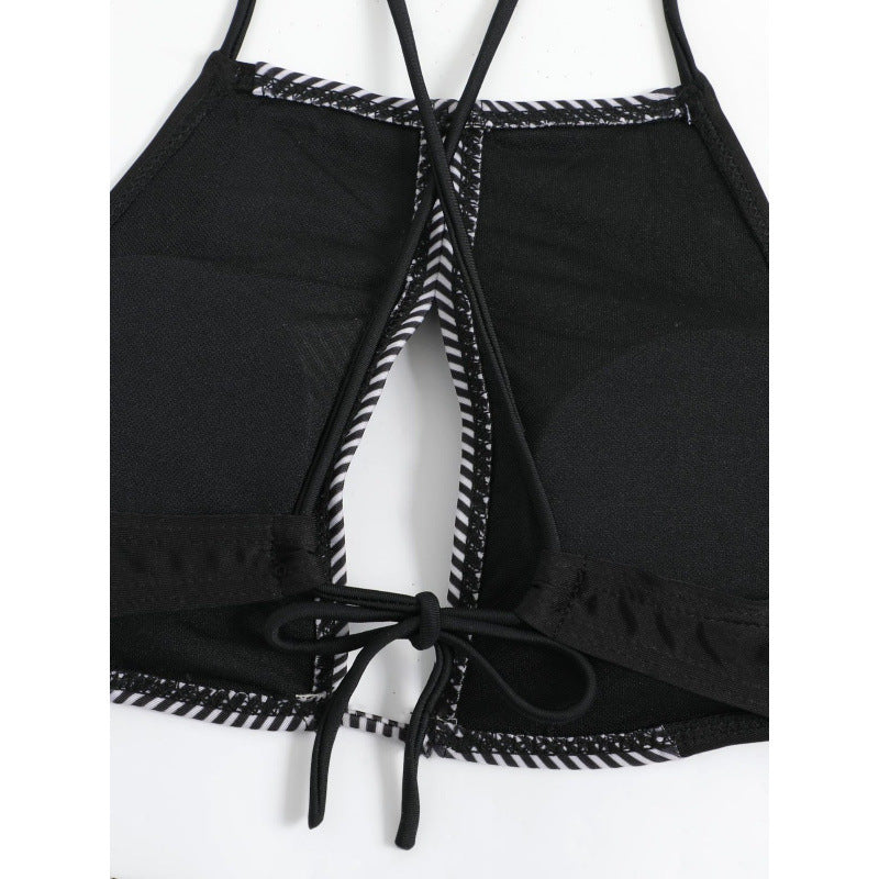 Damen Sport-Bikini mit modischem Streifen-Design und verstellbaren Trägern EB