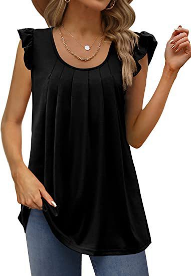 Damen luftiges Blusenshirt mit elegantem Rüschendesign EB