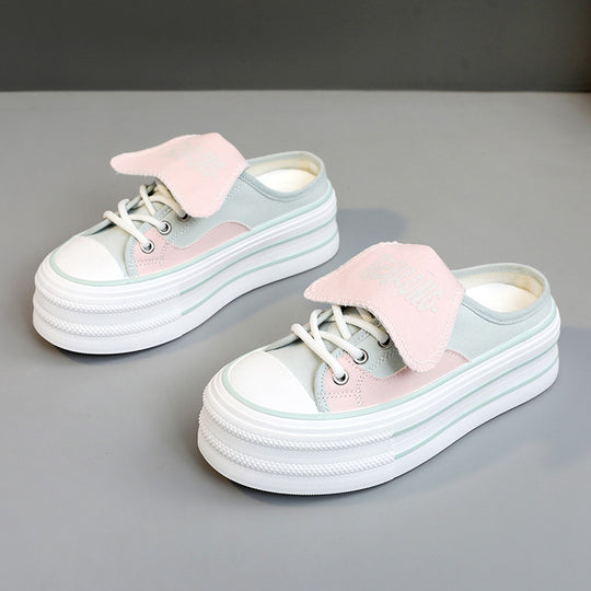 Damen modische Plateau Sneaker mit abnehmbaren Riemen EB
