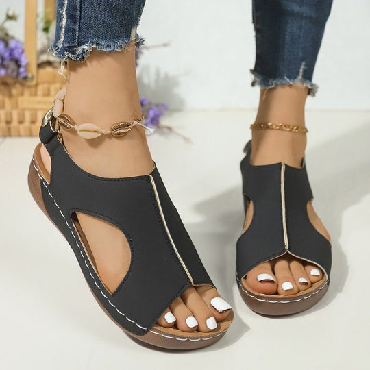 Damen komfortable Zehentrenner-Sandalen mit elegantem Riemendesign EB