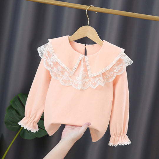 Damen Bluse mit elegantem Spitzenkragen EB