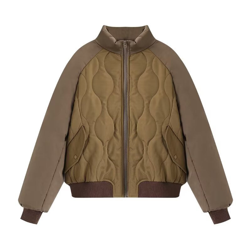 Damen modische Steppjacke mit hohem Kragen und voluminösem Design EB