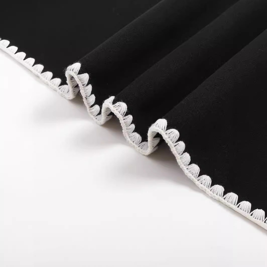 Damen elegantes Strickblazer-Set mit kontrastierenden Details EB