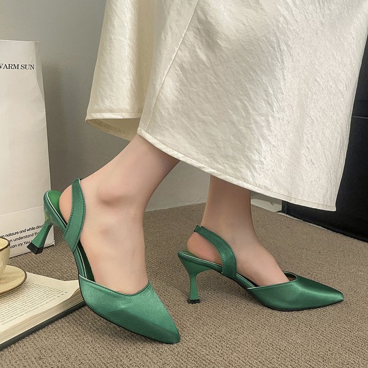 Damen Slingback-Pumps mit spitzer Kappe und bequemem Blockabsatz EB