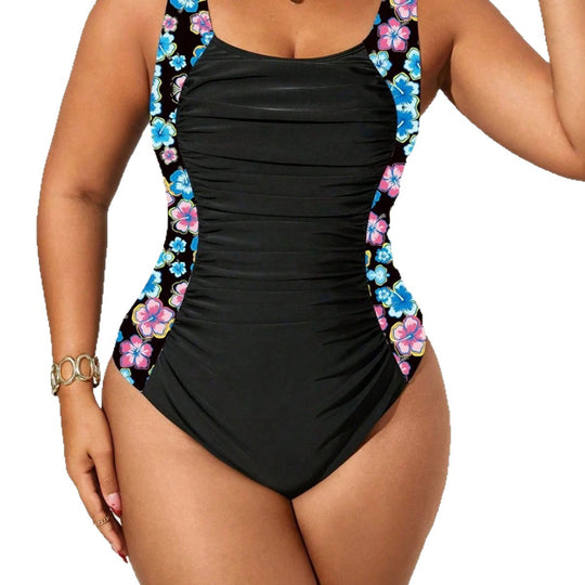 Damen Bademode mit Raffungen und floralem Design EB