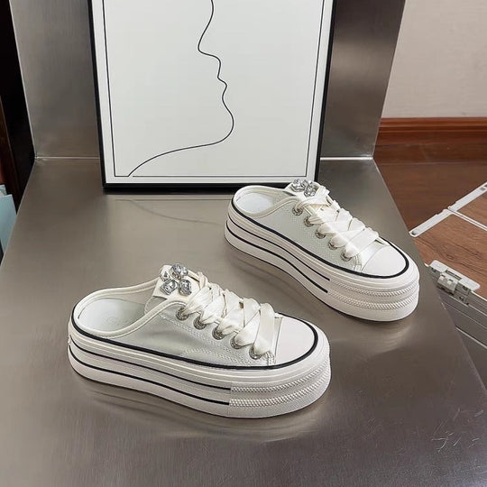 Damen modische Slip-On Sneakers mit glänzenden Details und komfortabler Sohle EB