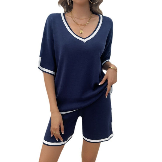 Damen Lässiges Sommer Ensemble mit kurzem Oberteil und bequemen Shorts EB