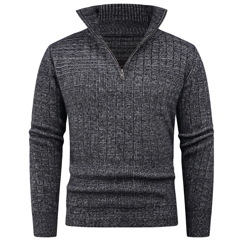 Herren Strickpullover mit modernem Zipper und strukturiertem Design EB