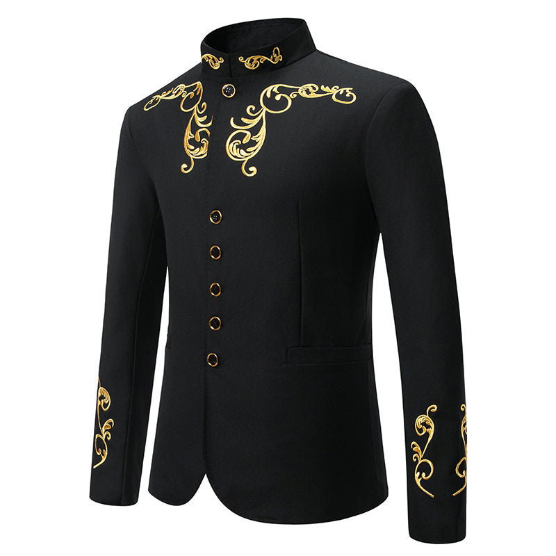 Herren Elegantes Blazer mit exquisiter Gold-Stickerei EB