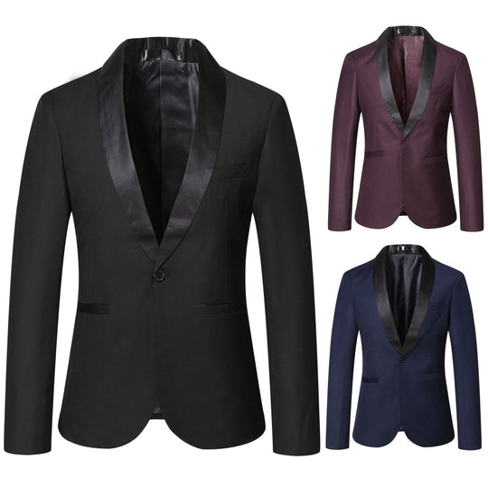 Herren eleganter Smoking-Blazer mit schickem Satinrevers EB