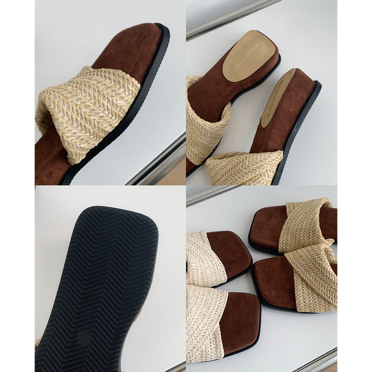 Damen Slip-On Sandalen mit modischem Flecht-Design EB